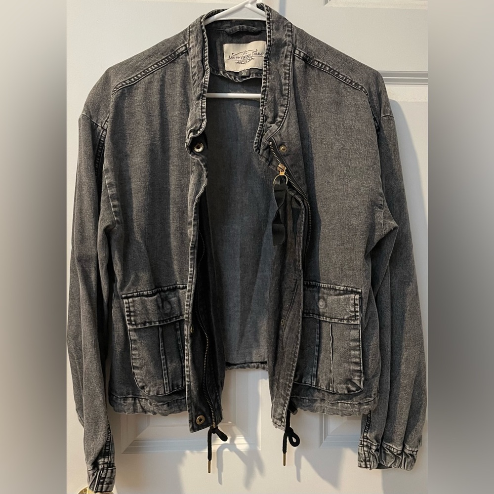 Ashley-Vintage Charm black denim jacket size medium.